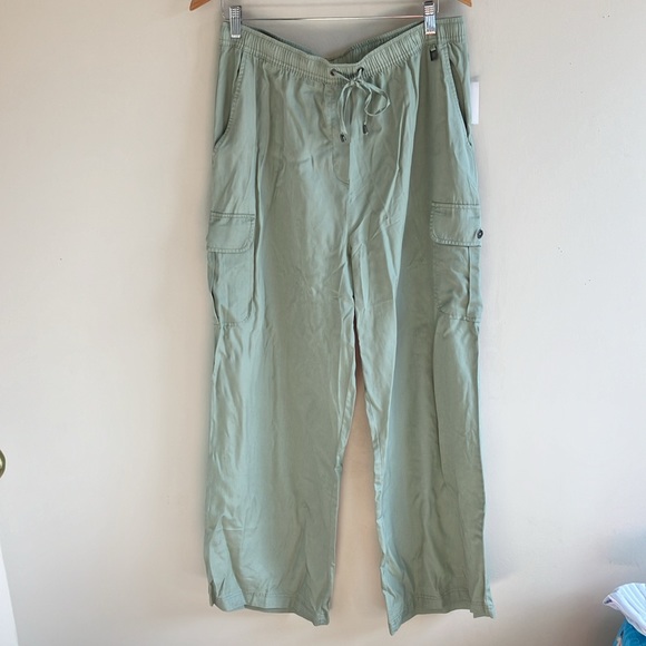 Mexx high rise cargo pants lyocell pull on wide leg sage green - Picture 3 of 9